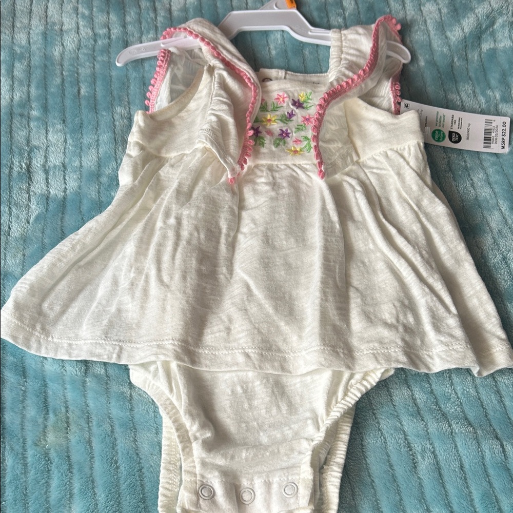 Carter's White and Pink Baby Girl's Short Sleeve Top